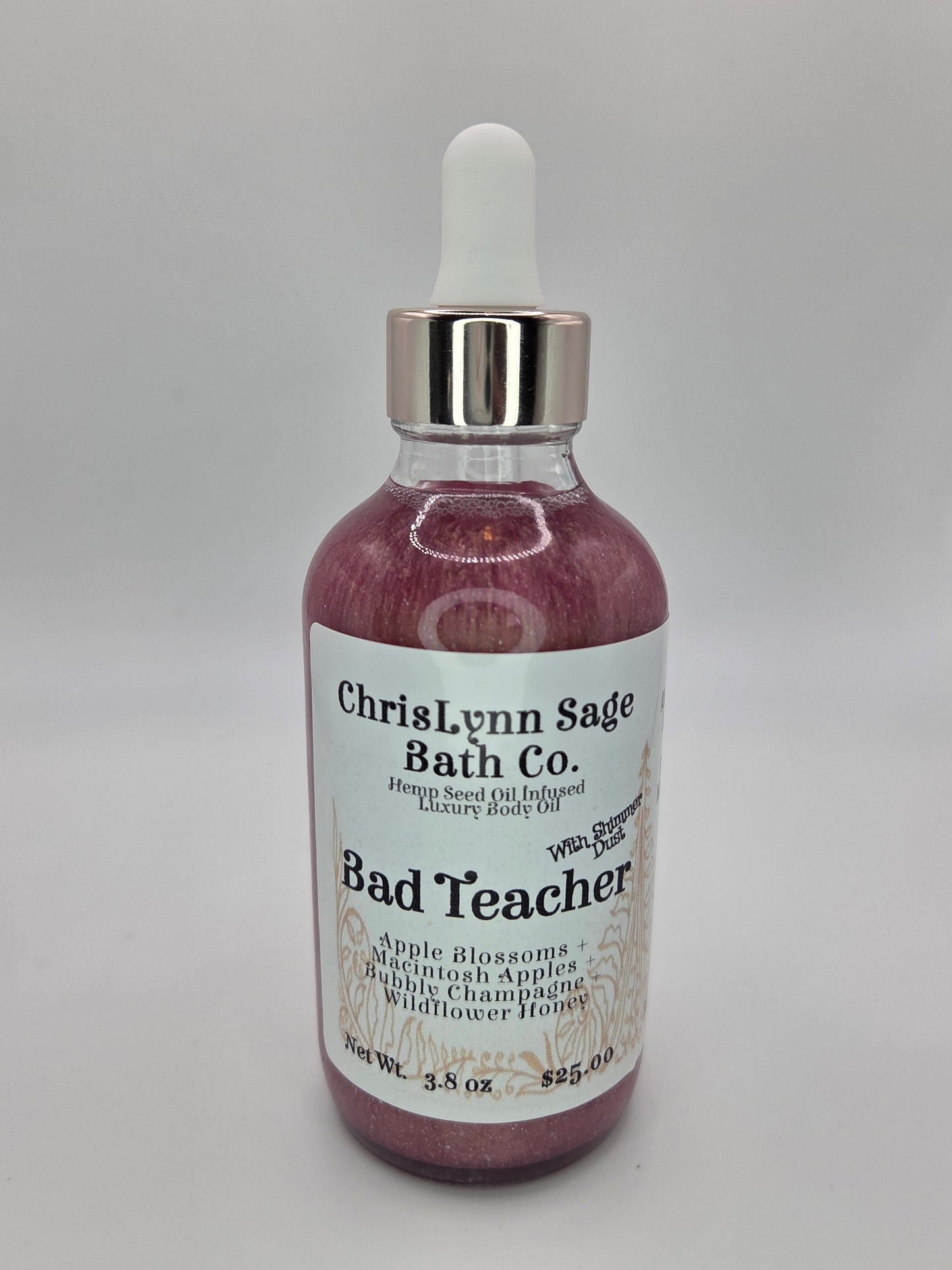 Bad Teacher Shimmer Body Oil - Apple Blossoms + Macintosh Apples + Bubbly Champagne + Wildflower Honey