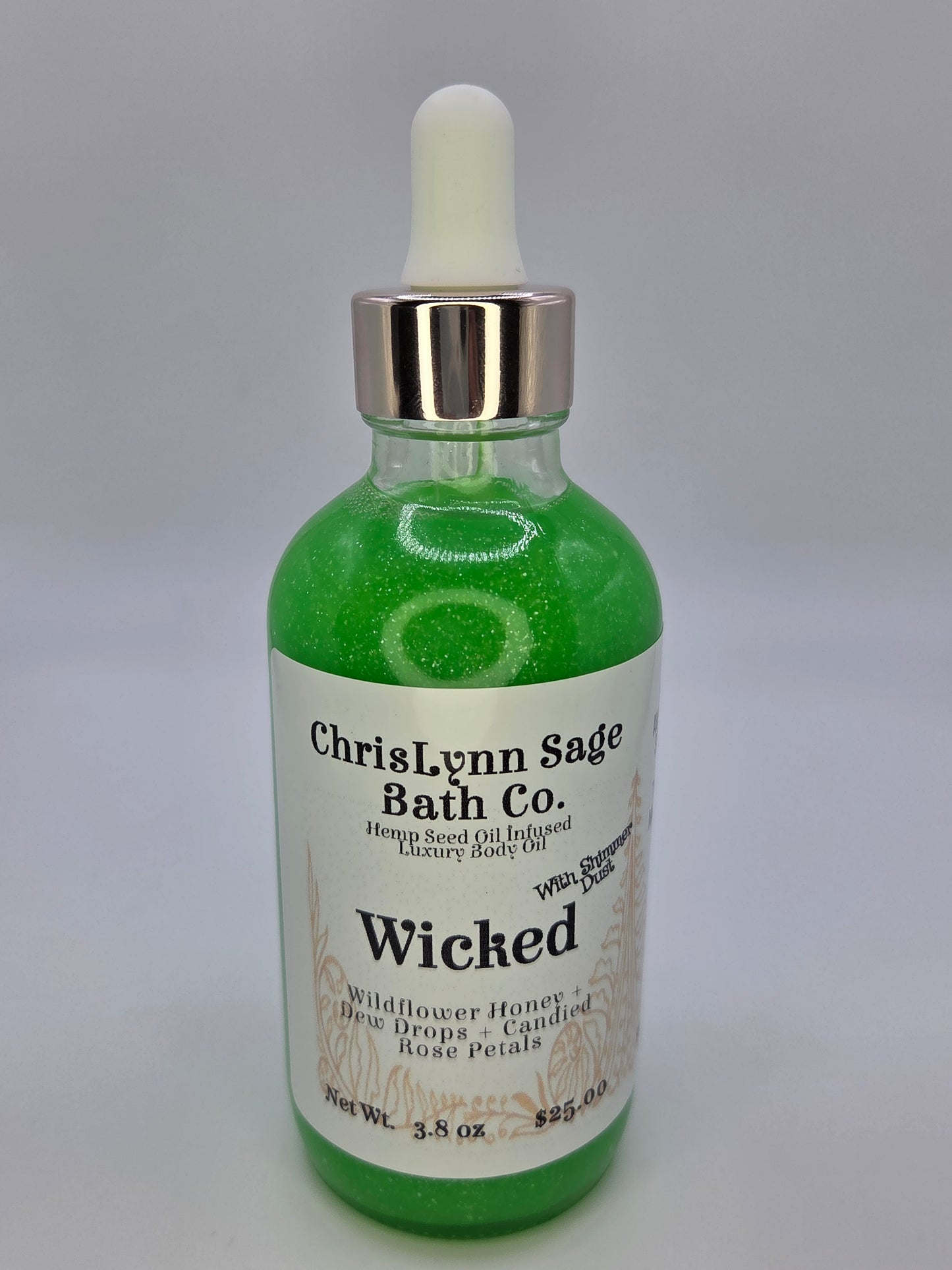 Wicked Shimmer Body Oil - Wildflower Honey + Dew Drops + Candied Rose Petals
