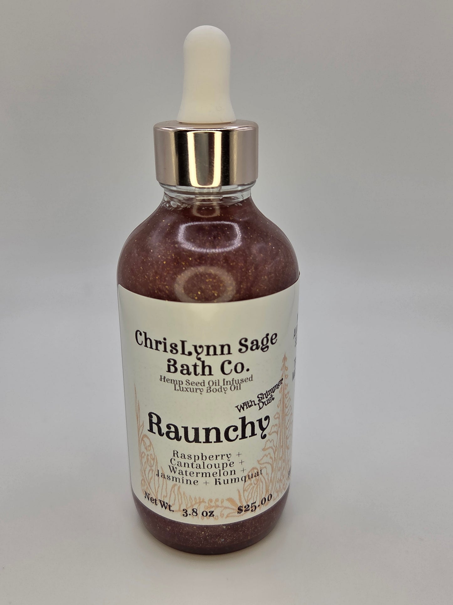 Raunchy Shimmer Body Oil - Raspberry + Cantaloupe + Watermelon + Jasmine + Kumquat