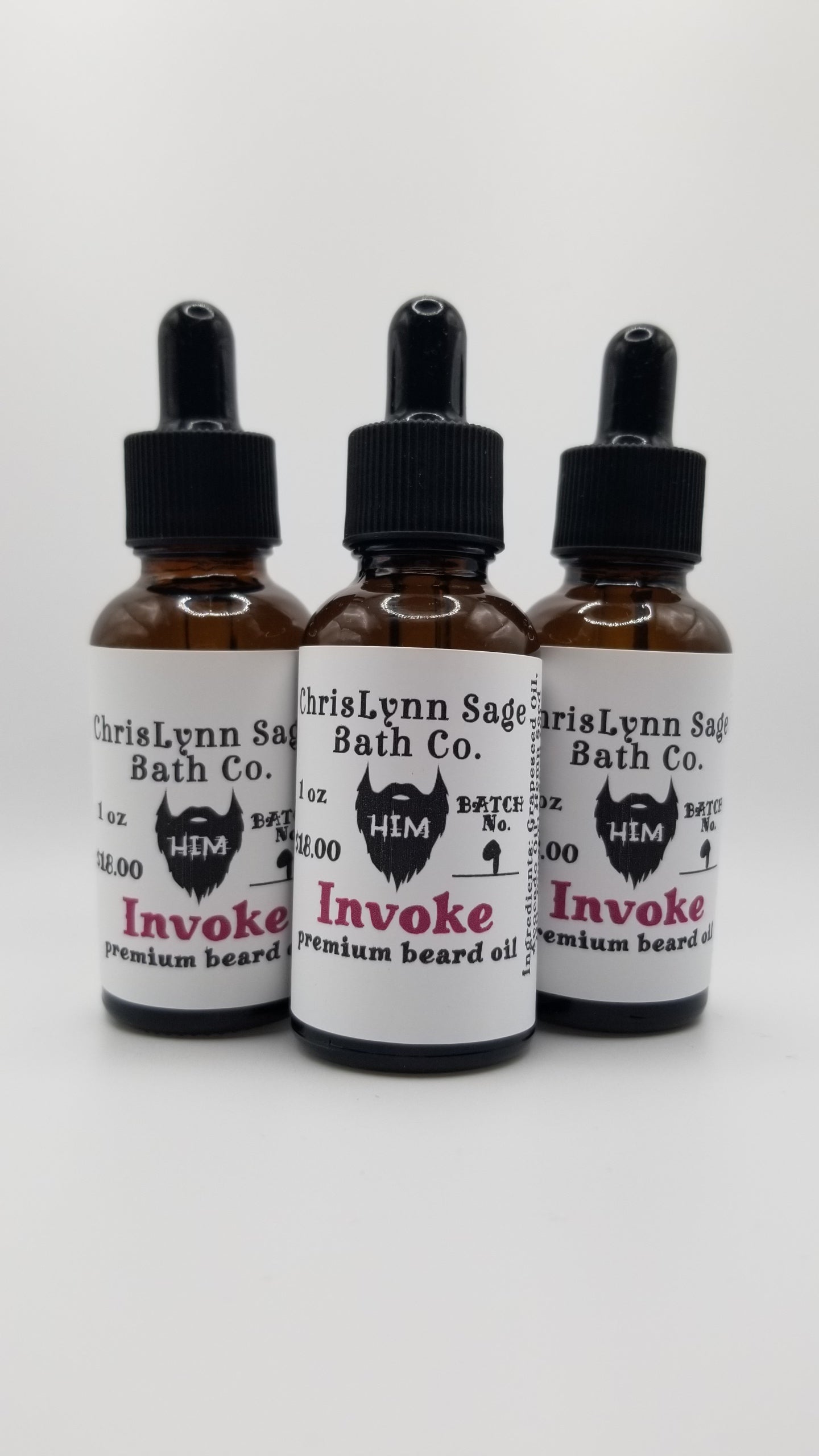 Invoke HIM premium beard oil - Bergamot + Woody Violet + Sandalwood *Pheromones*