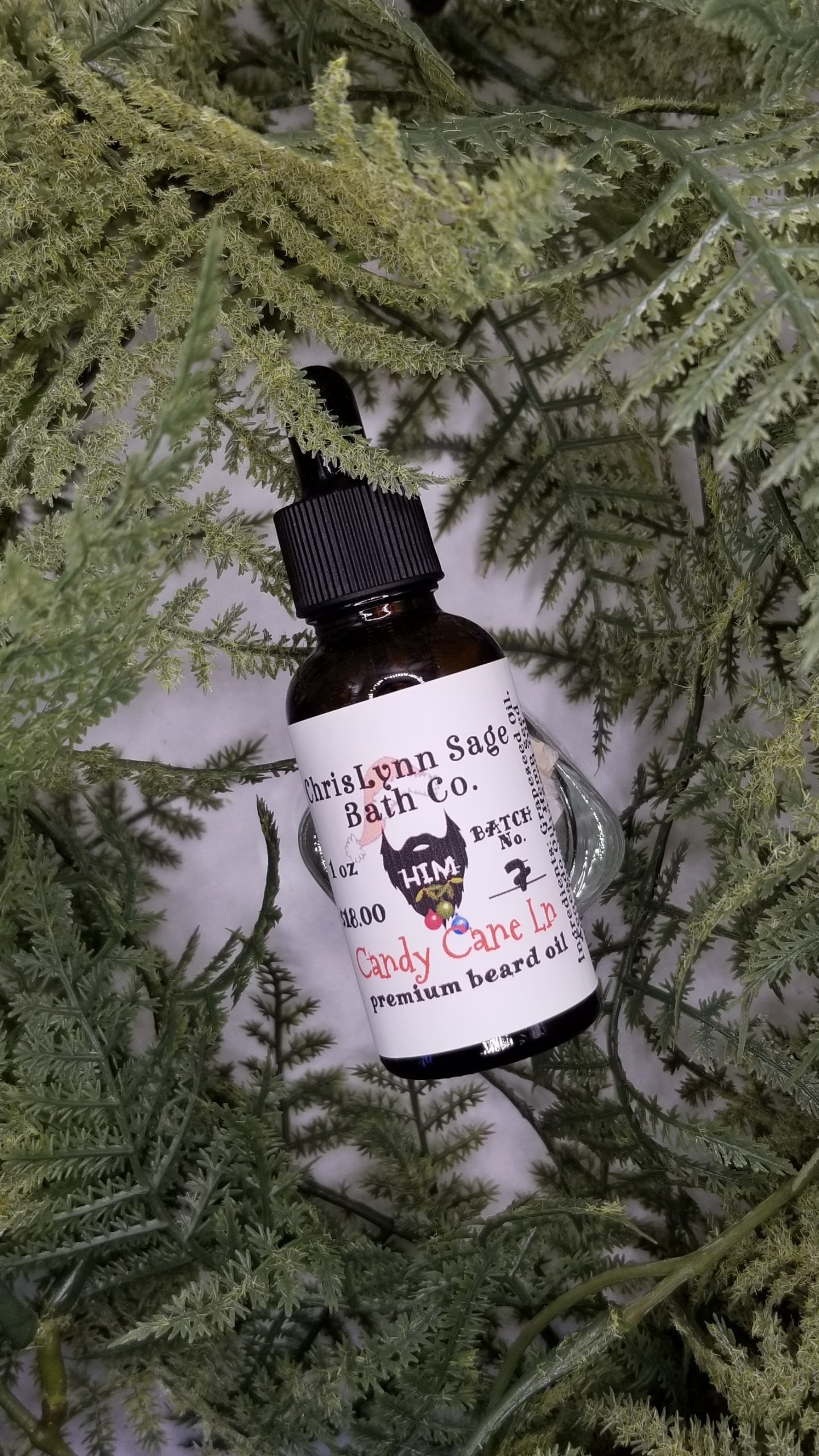 Candy Cane Ln HIM premium beard oil - Cool Peppermint + Warm Vanilla + Sugar