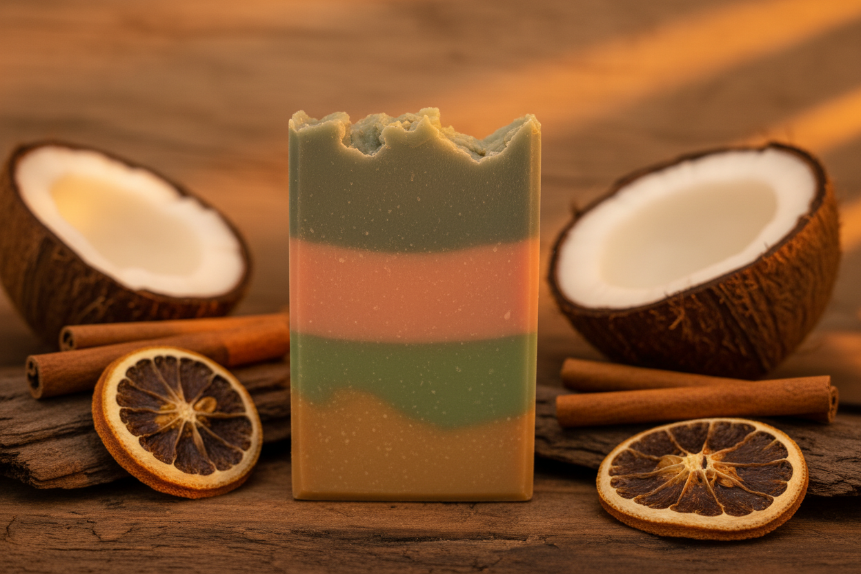 Caribbean Christmas SOAP BAR - Pineapple + Orange + Cinnamon + Coconut + Sandalwood + Musk