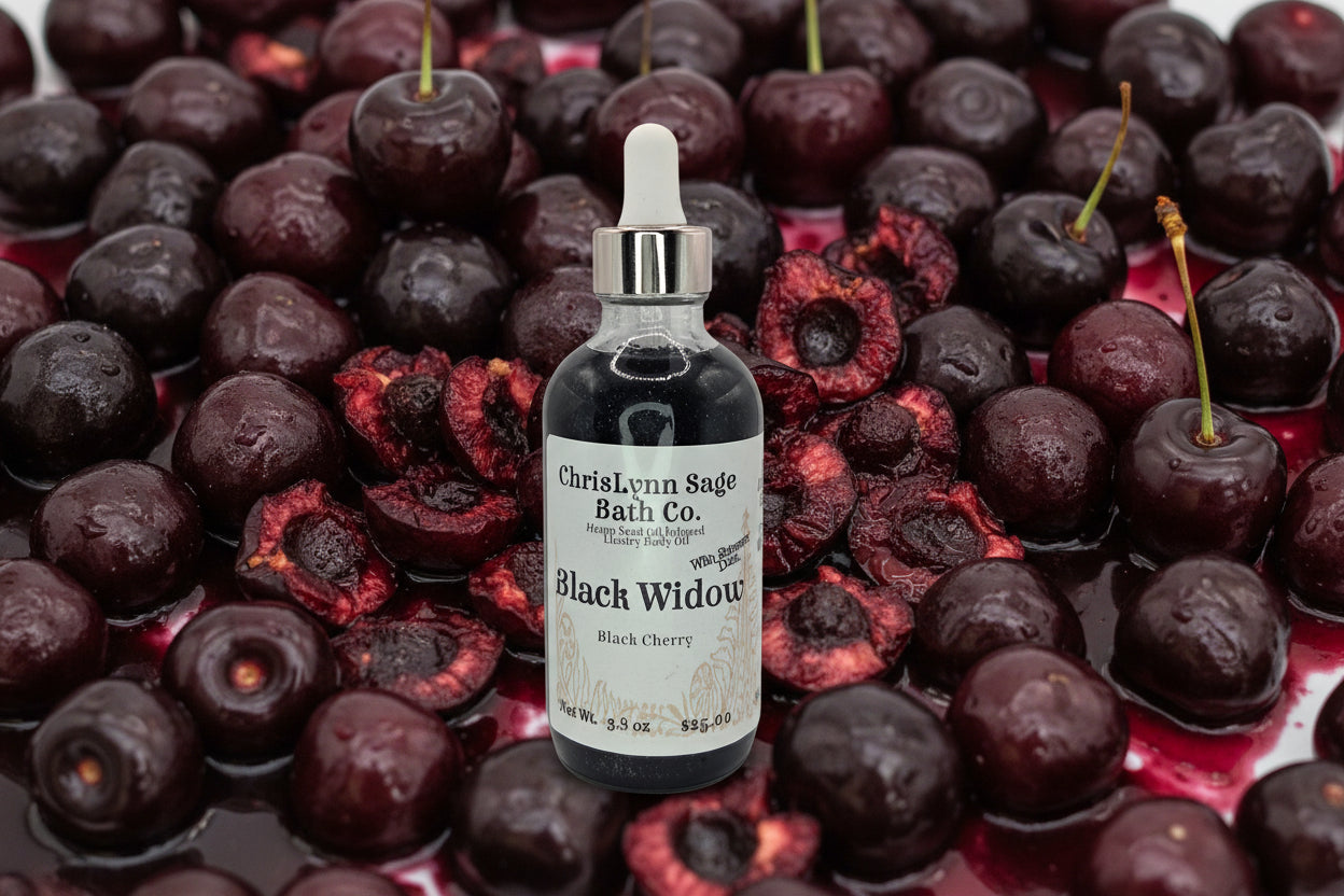 Black Widow Shimmer Body Oil - Black Cherry