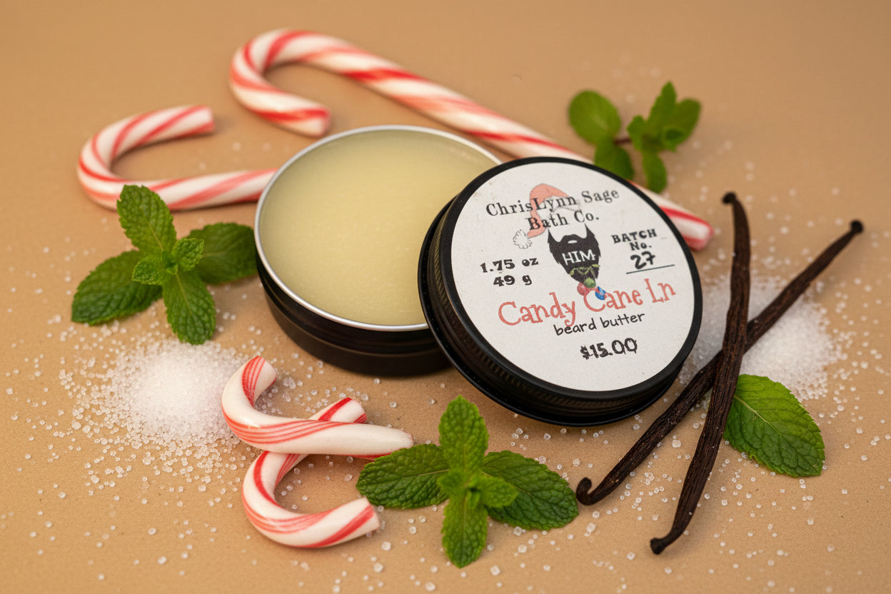 Candy Cane Ln. - HIM premium beard butter - Cool Peppermint + Warm Vanilla + Sugar