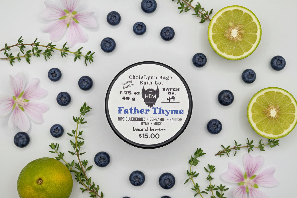 Father Thyme - HIM beard butter - Ripe Blueberries + Bergamot + English Thyme + Musk