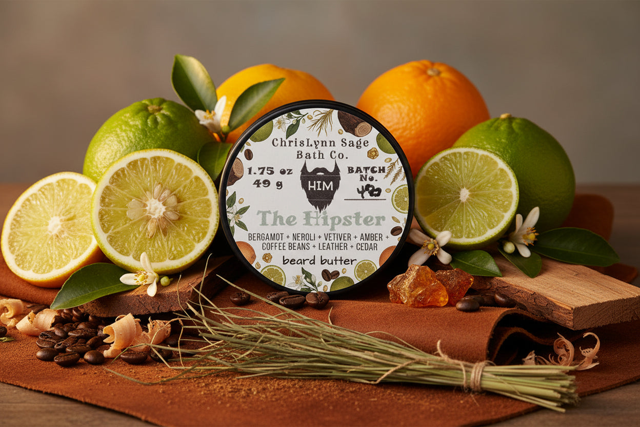 The Hipster - HIM premium beard butter - Bergamot + Neroli + Vetiver + Amber + Coffee Beans + Leather + Cedar