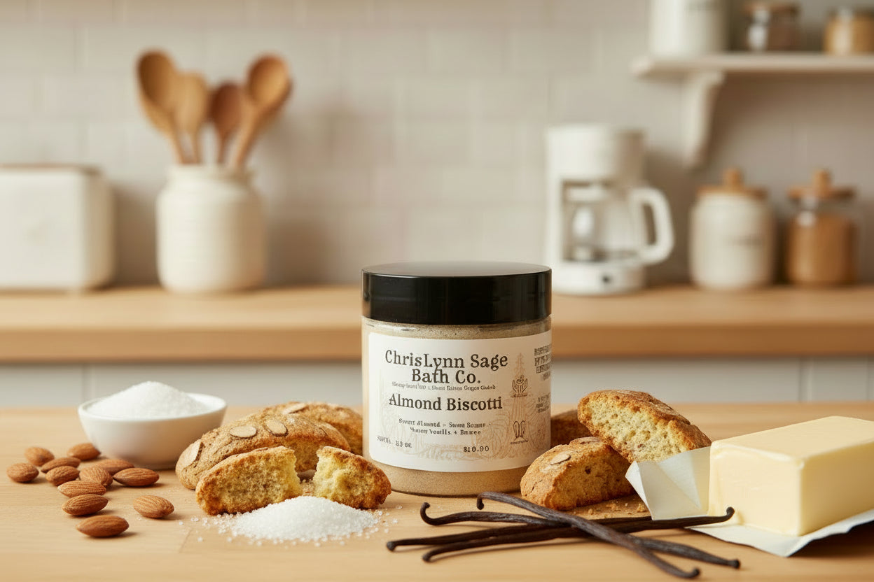 Almond Biscotti Sugar Scrub - Sweet Almond + Spun Sugar + Warm Vanilla + Butter
