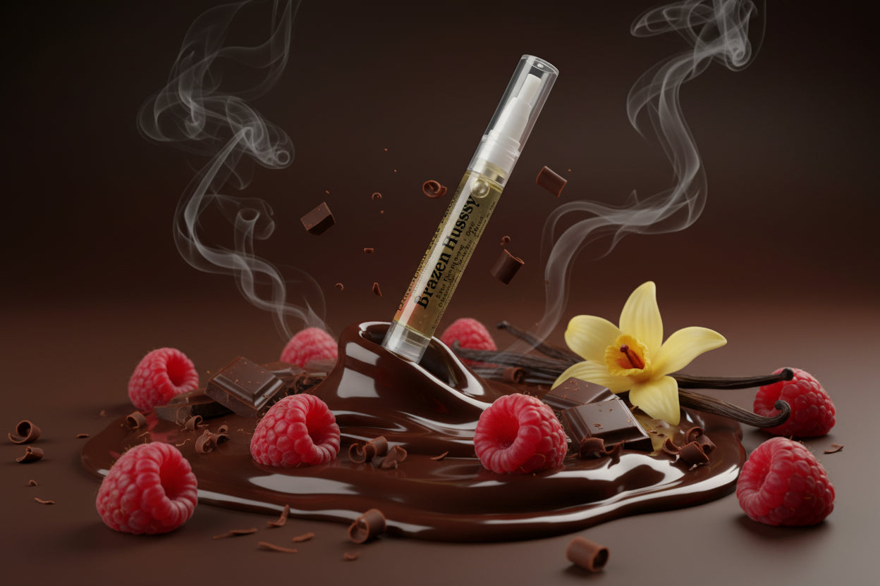 Brazen Hussy Cuticle Oil - Ripe Raspberry + Dark Chocolate + Vanilla + Musk