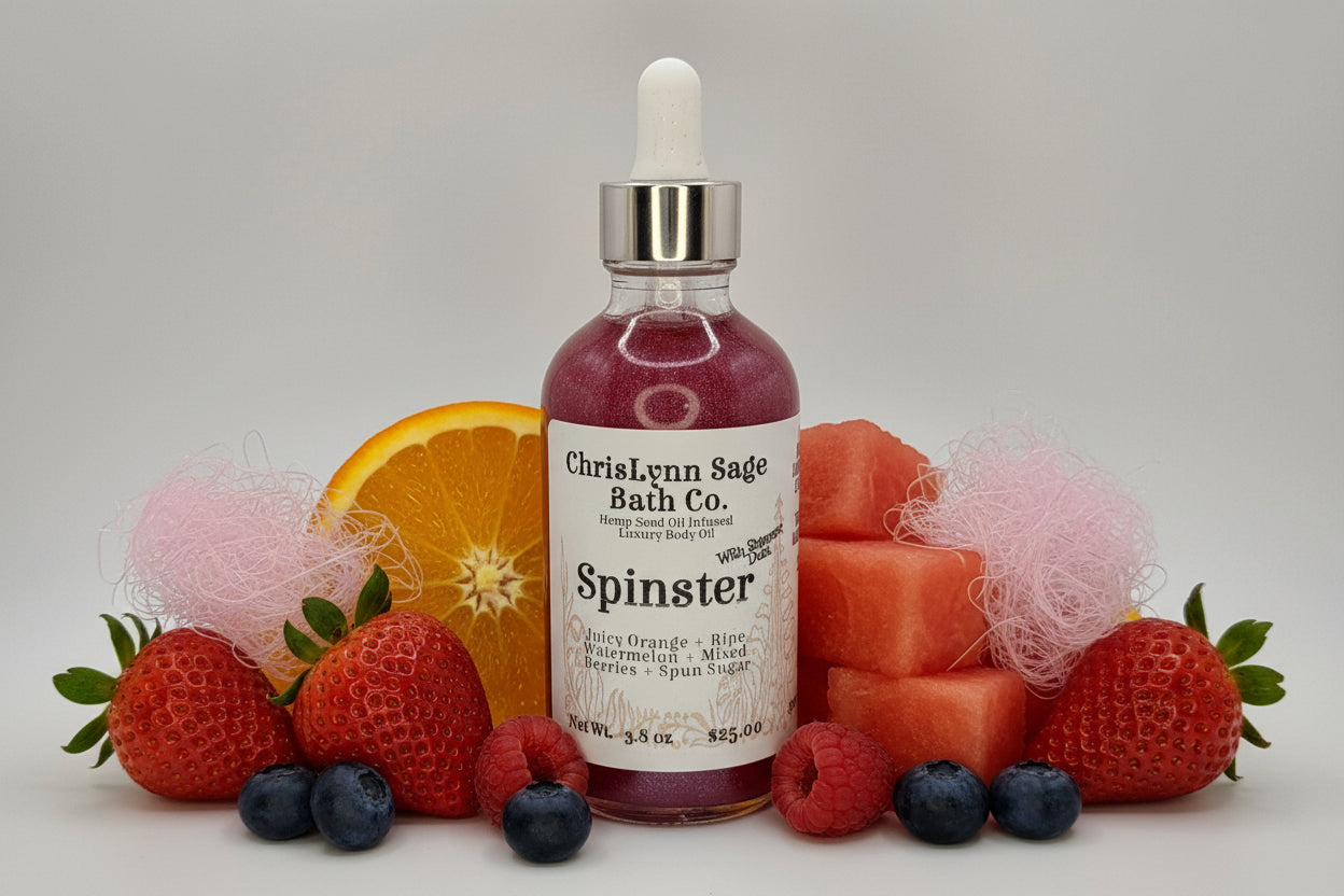 Spinster Shimmer Body Oil - Juicy Orange + Ripe Watermelon + Mixed Berries + Spun Sugar