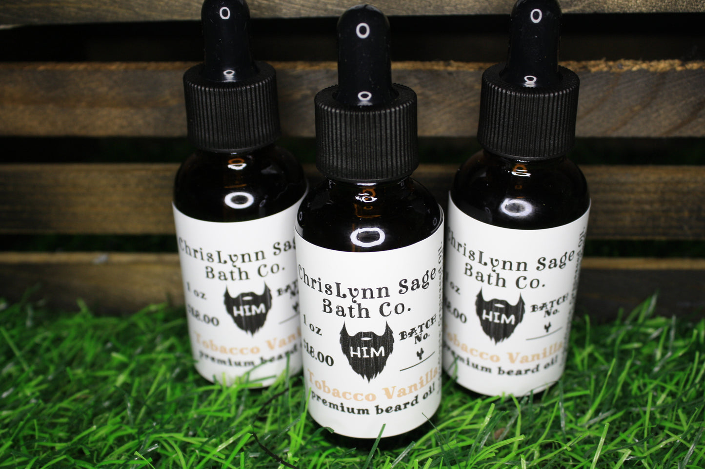 Tobacco Vanilla HIM premium beard oil - Sweet Pipe Tobacco + Bourbon Drenched Vanilla Beans