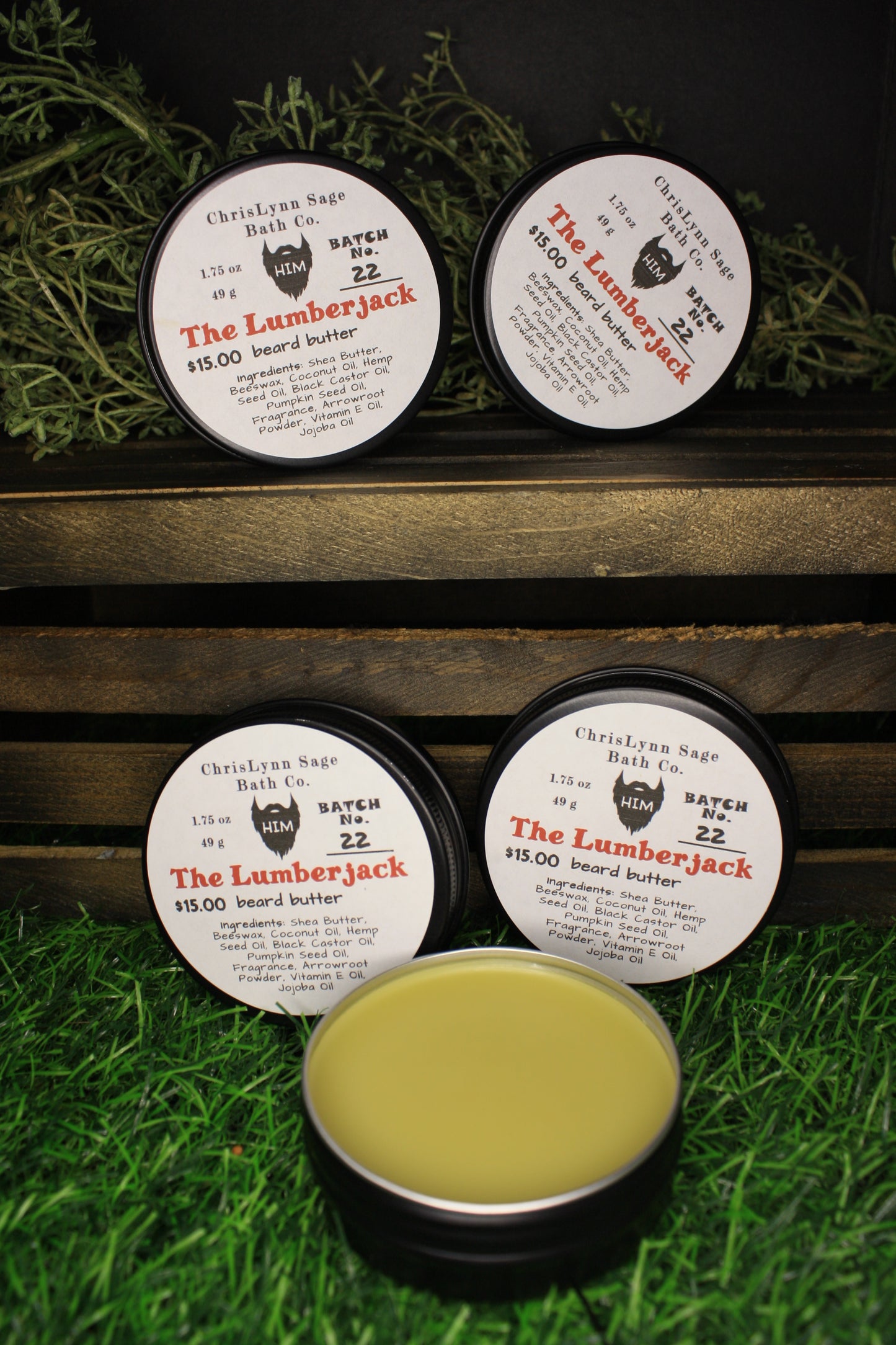 The Lumberjack, HIM beard butter - Hay + Sandalwood + Ginger + Rum + Tobacco