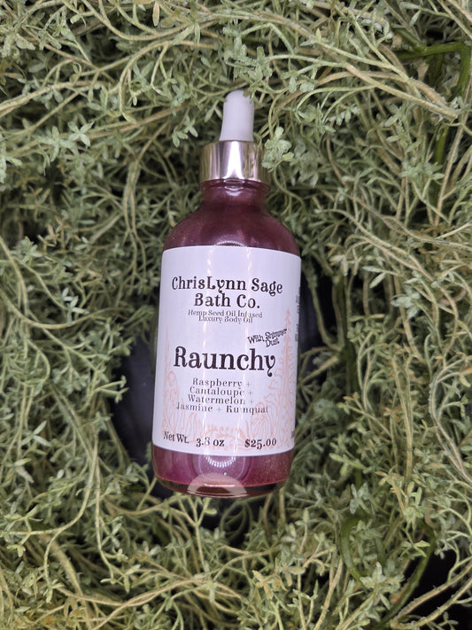Raunchy Shimmer Body Oil - Raspberry + Cantaloupe + Watermelon + Jasmine + Kumquat