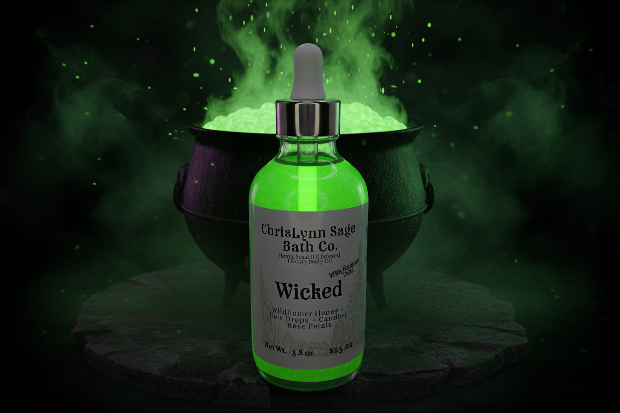 Wicked Shimmer Body Oil - Wildflower Honey + Dew Drops + Candied Rose Petals