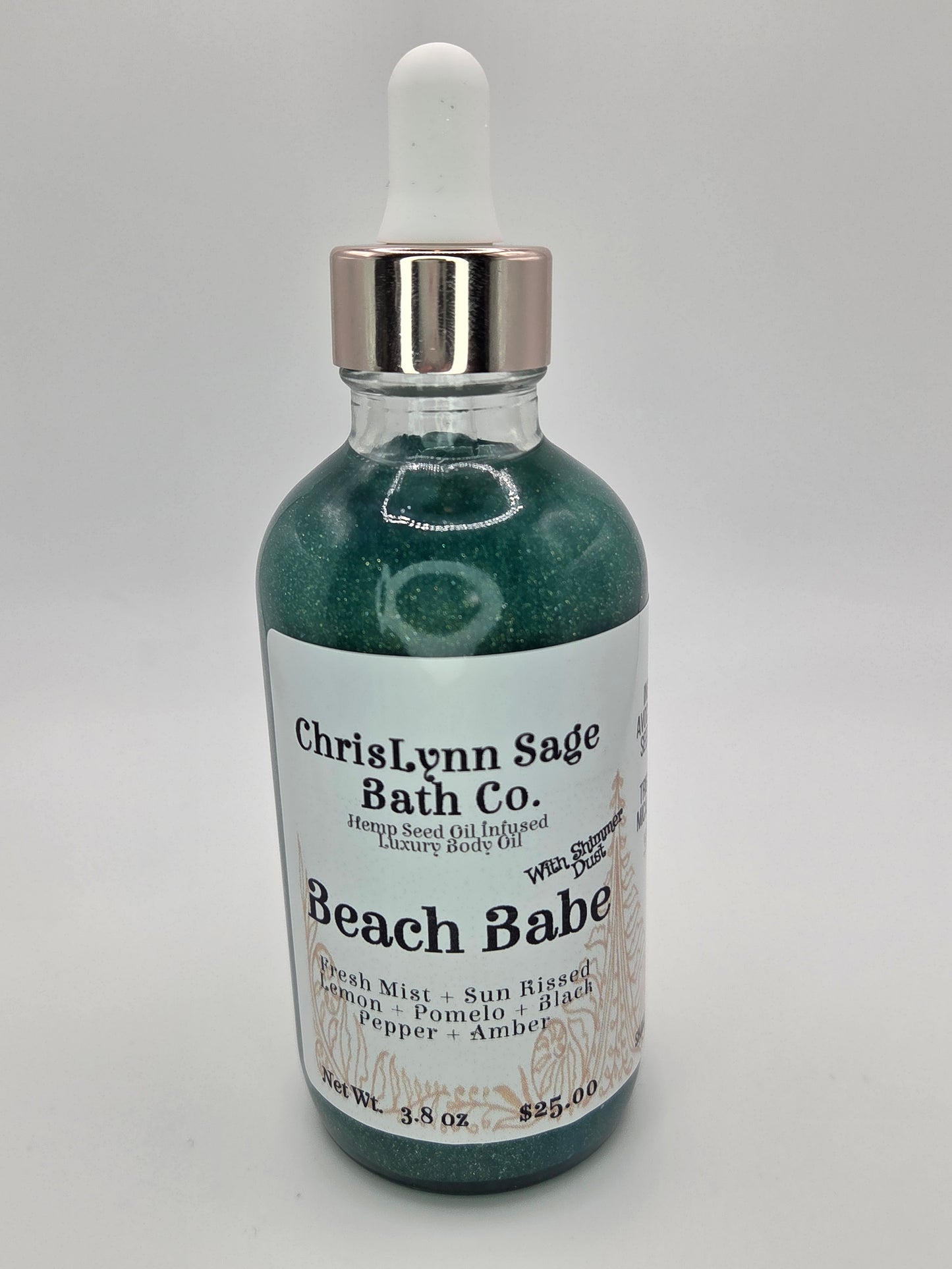 Beach Babe Shimmer Body Oil - Fresh Mist + Sun Kissed Lemon + Pomelo + Black Pepper + Amber
