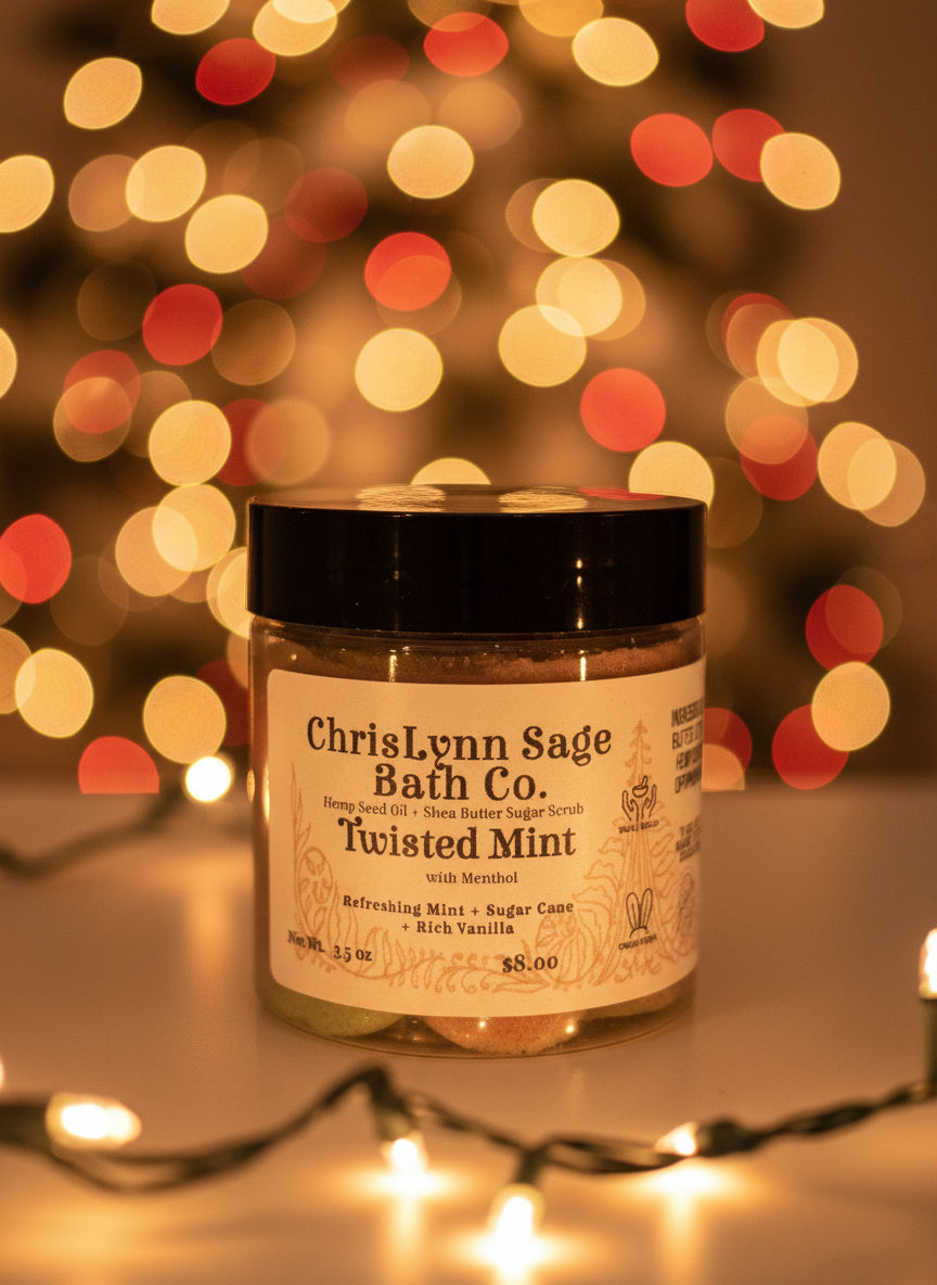 Twisted Mint Sugar Scrub W/ Menthol - Refreshing Mint + Sugar Cane + Rich Vanilla