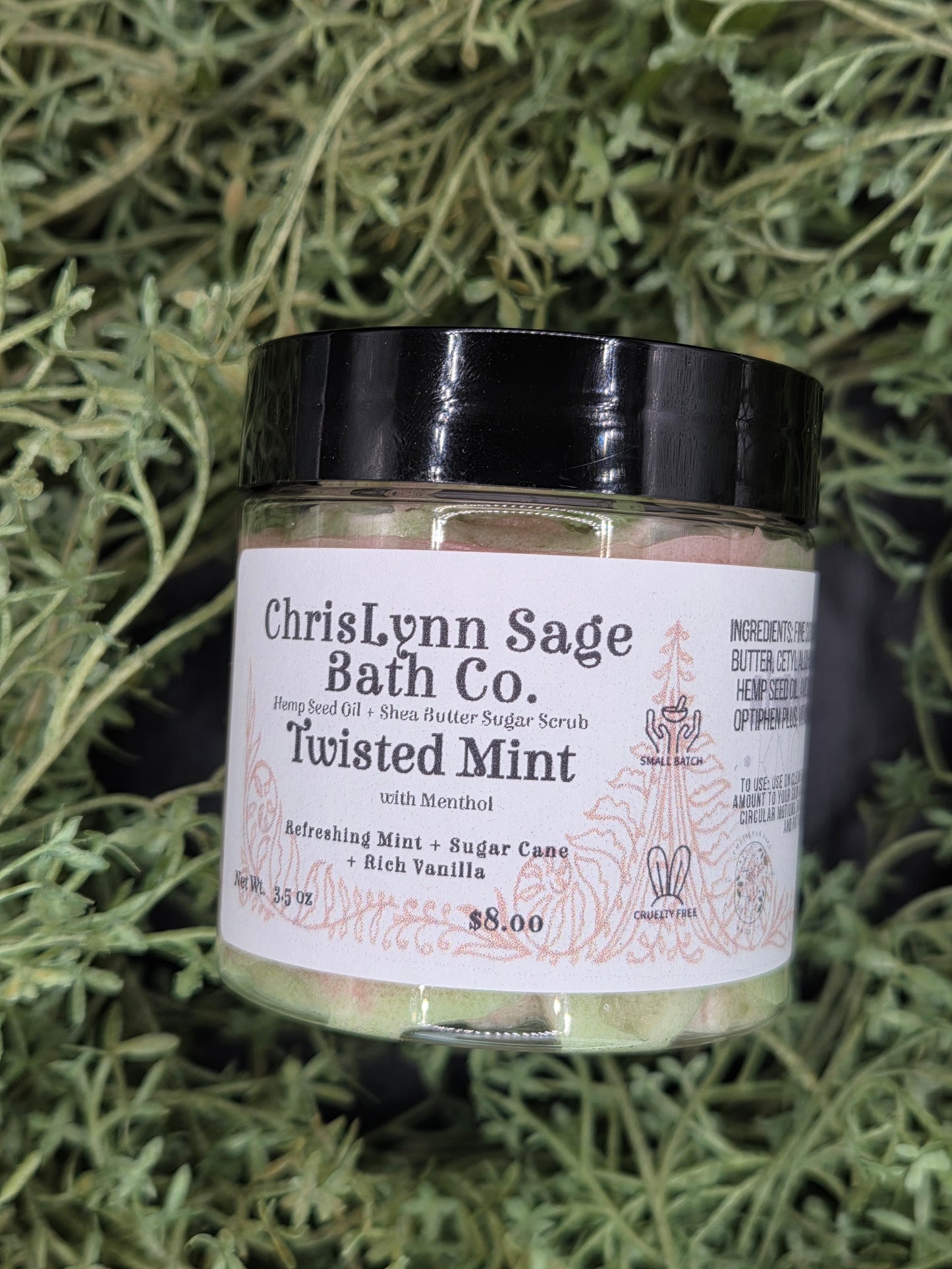 Twisted Mint Sugar Scrub W/ Menthol - Refreshing Mint + Sugar Cane + Rich Vanilla