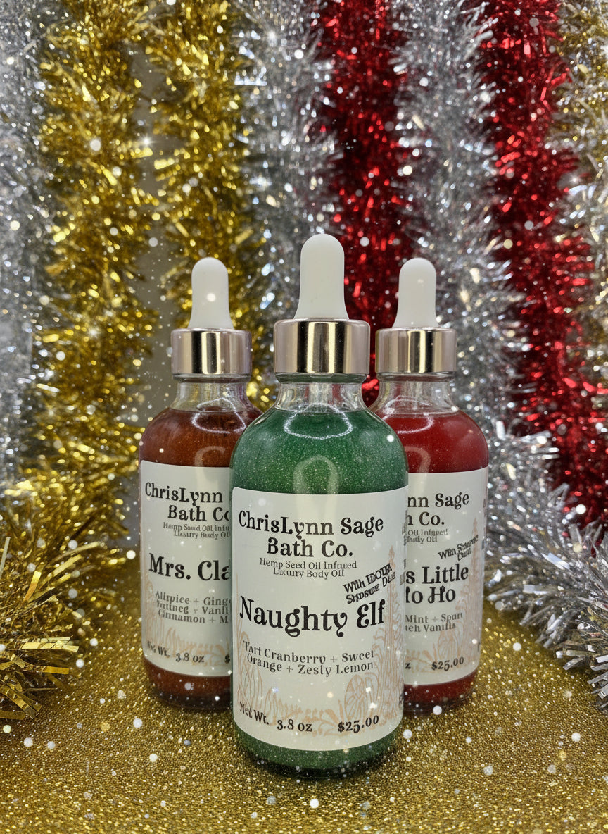 Naughty Elf EXTRA Shimmer Body Oil - Tart Cranberry + Sweet Orange + Zesty Lemon