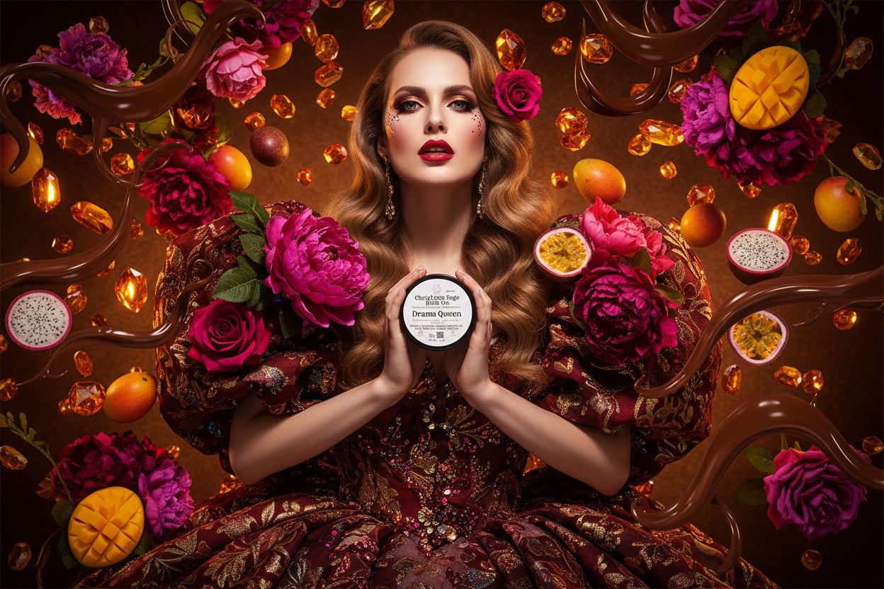 Drama Queen Dusting Powder - Rich Chocolate + Amber + Bright Florals + Exotic Fruits