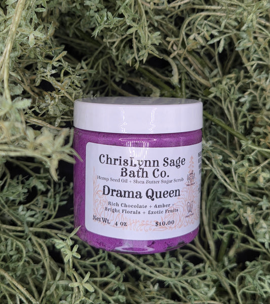 Drama Queen Sugar Scrub - Rich Chocolate + Amber + Bright Florals + Exotic Fruits