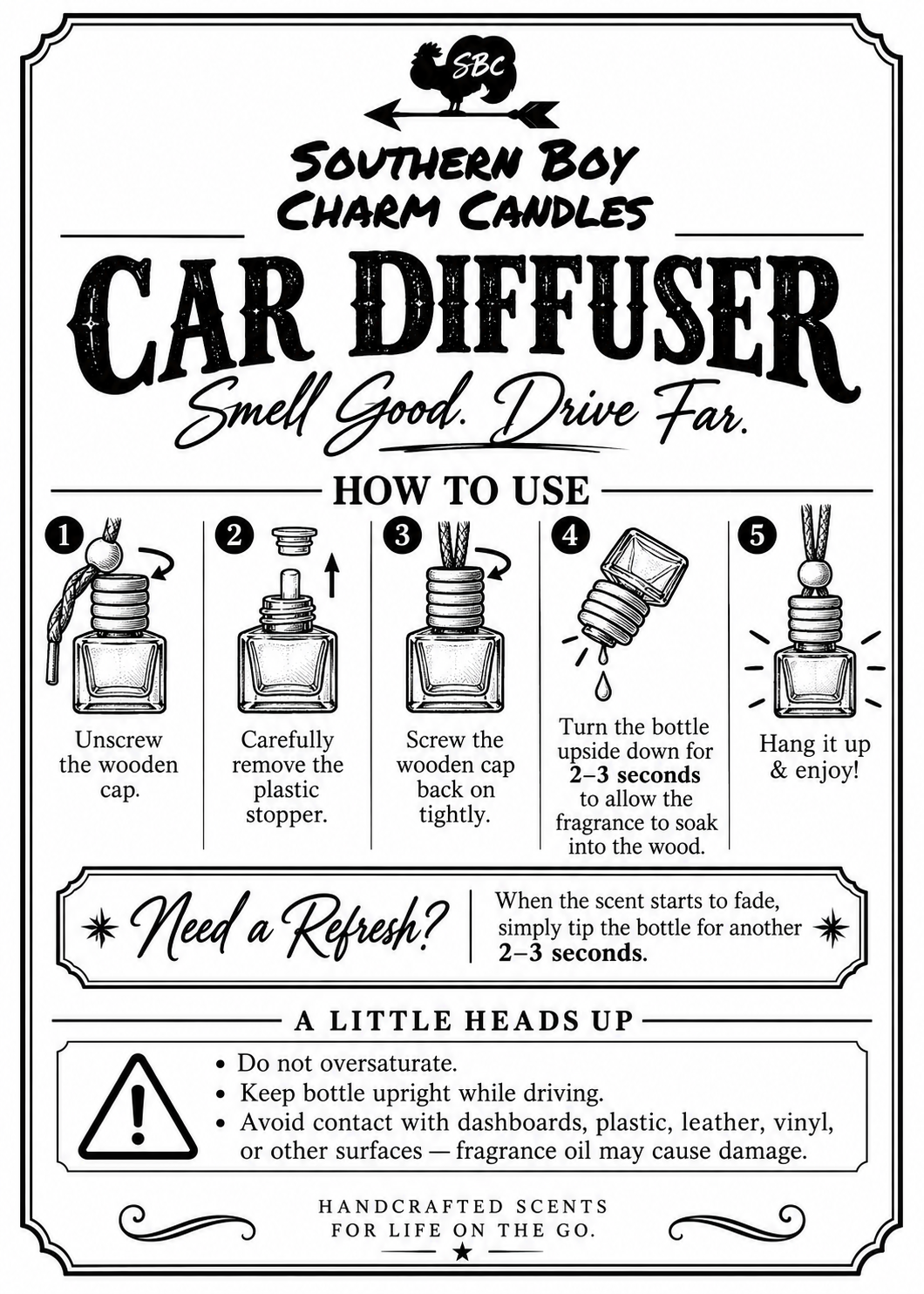Southern Boy Charm Car Diffuser