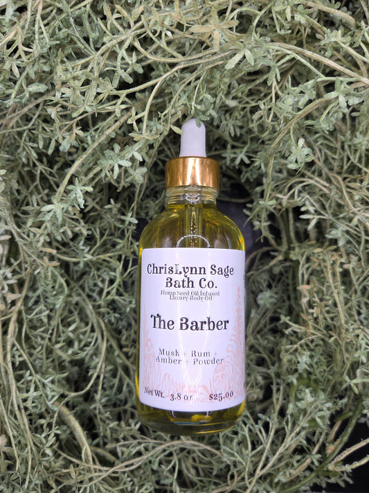 The Barber Body Oil - Musk + Rum + Amber + Powder