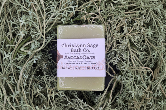 AvocadOats SOAP BAR - Lemongrass + Clove + Musk - Made with Collagen + Real Avocado
