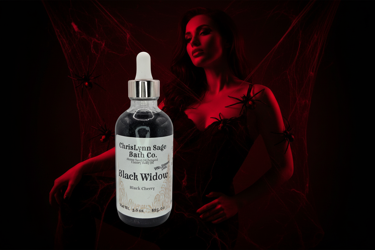 Black Widow Shimmer Body Oil - Black Cherry