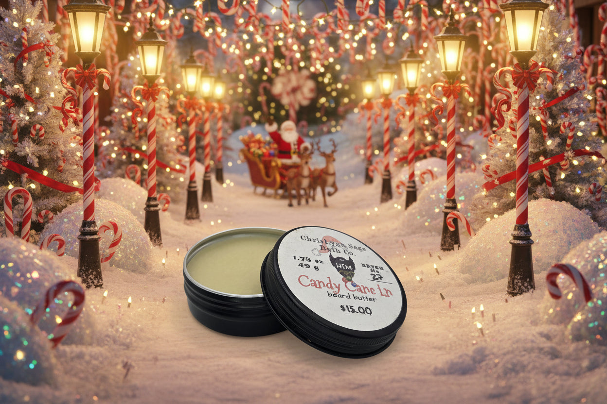 Candy Cane Ln. - HIM premium beard butter - Cool Peppermint + Warm Vanilla + Sugar