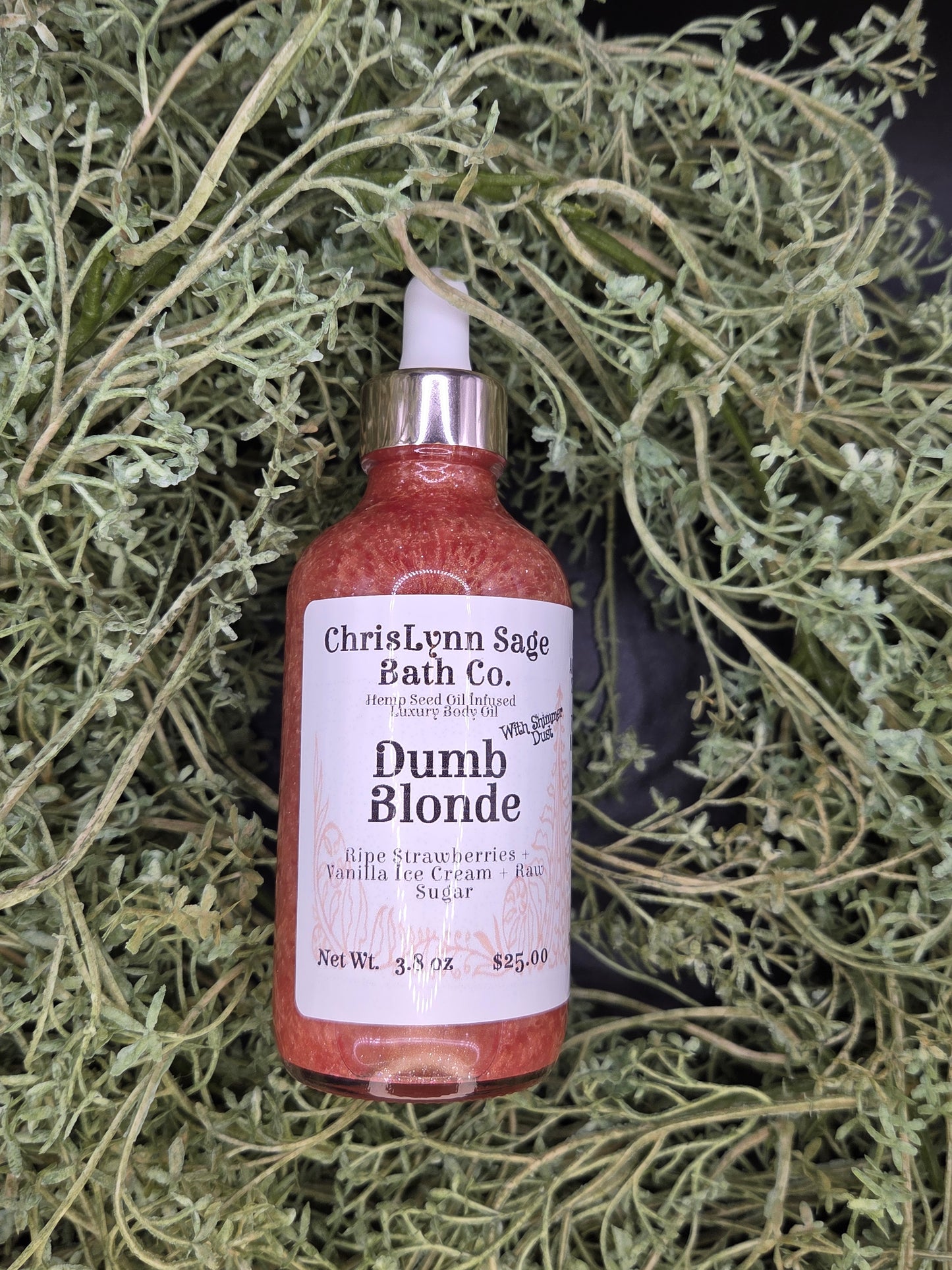 Dumb Blonde Shimmer Body Oil - Ripe Strawberries + Vanilla Ice Cream + Raw Sugar