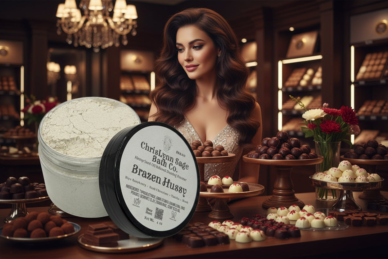 Brazen Hussy Dusting Powder - Ripe Raspberry + Dark Chocolate + Vanilla + Musk