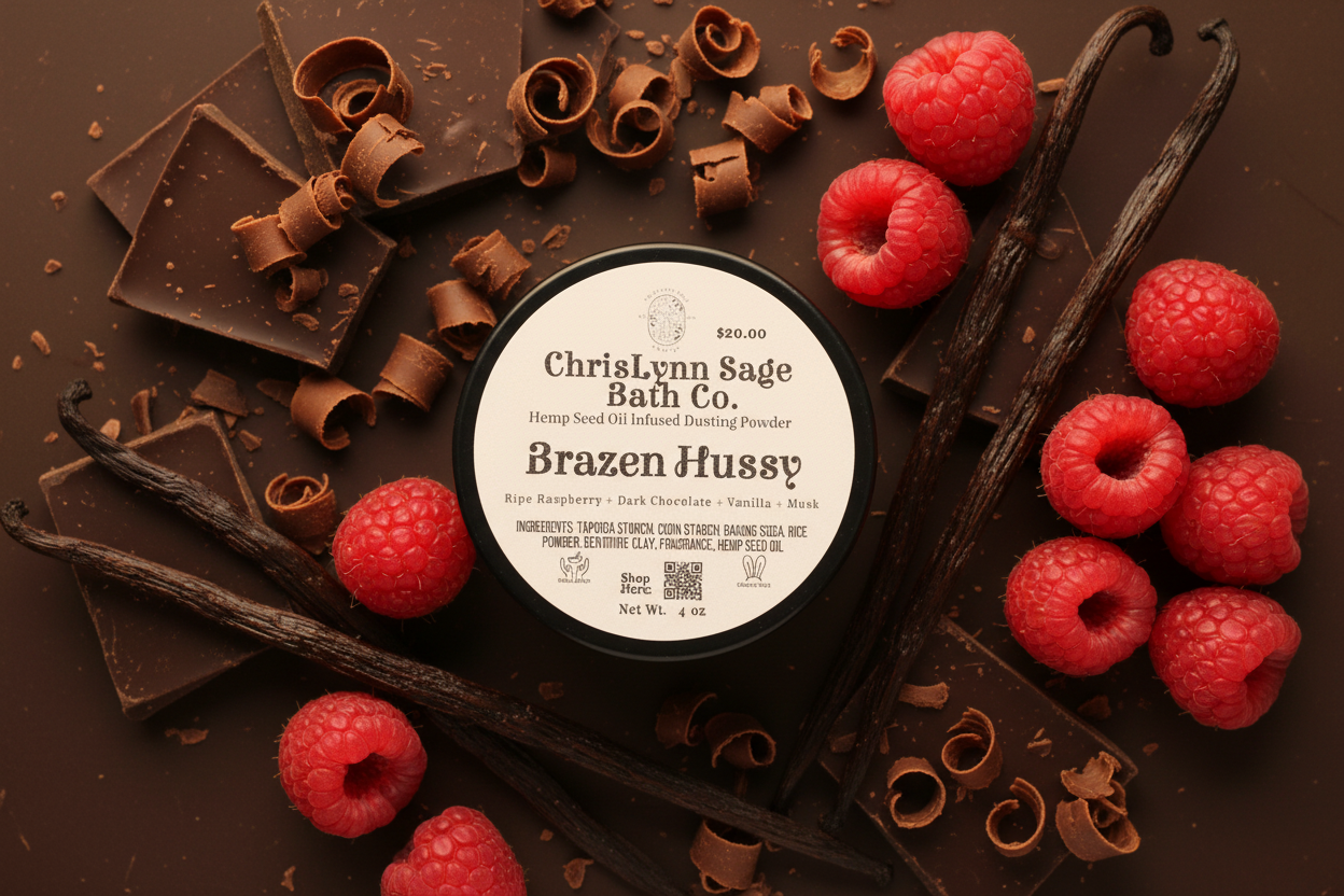 Brazen Hussy Dusting Powder - Ripe Raspberry + Dark Chocolate + Vanilla + Musk