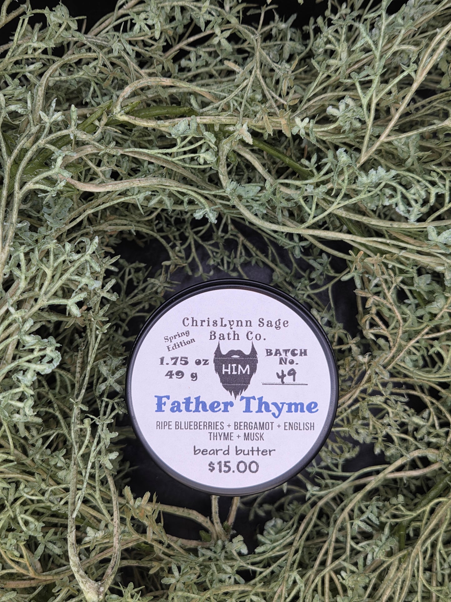 Father Thyme - HIM beard butter - Ripe Blueberries + Bergamot + English Thyme + Musk