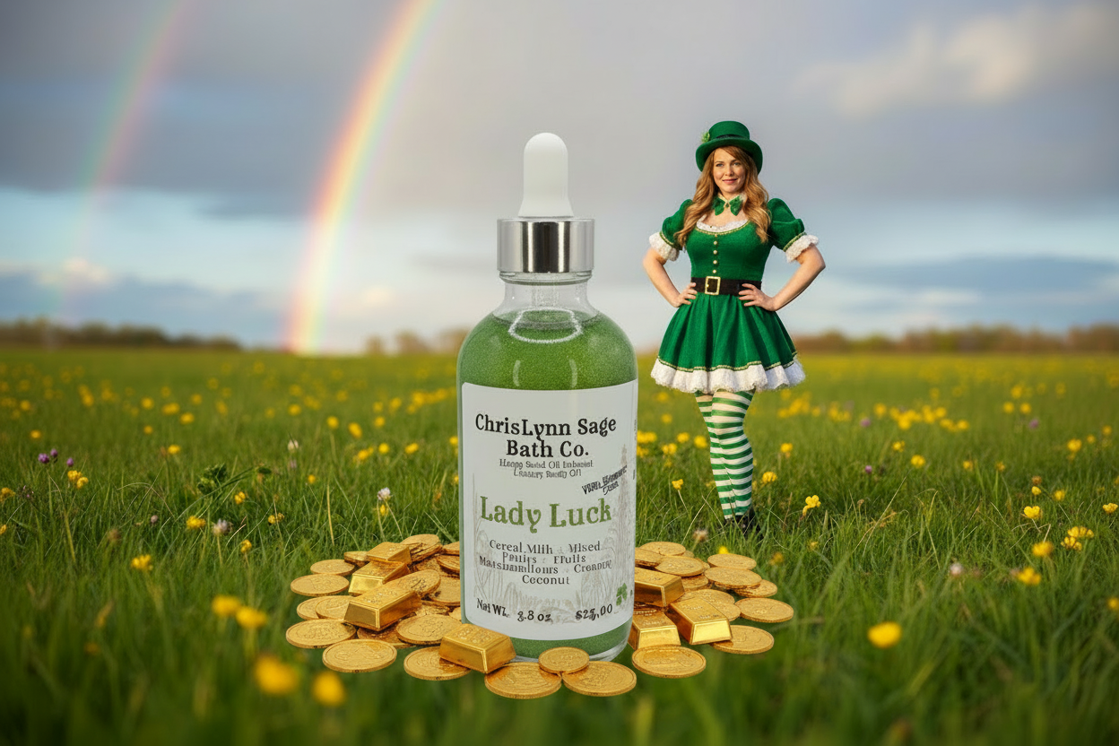 Lady Luck Shimmer Body Oil - Cereal Milk + Mixed Fruits + Fluffy Marshmallows + Creamy Coconut