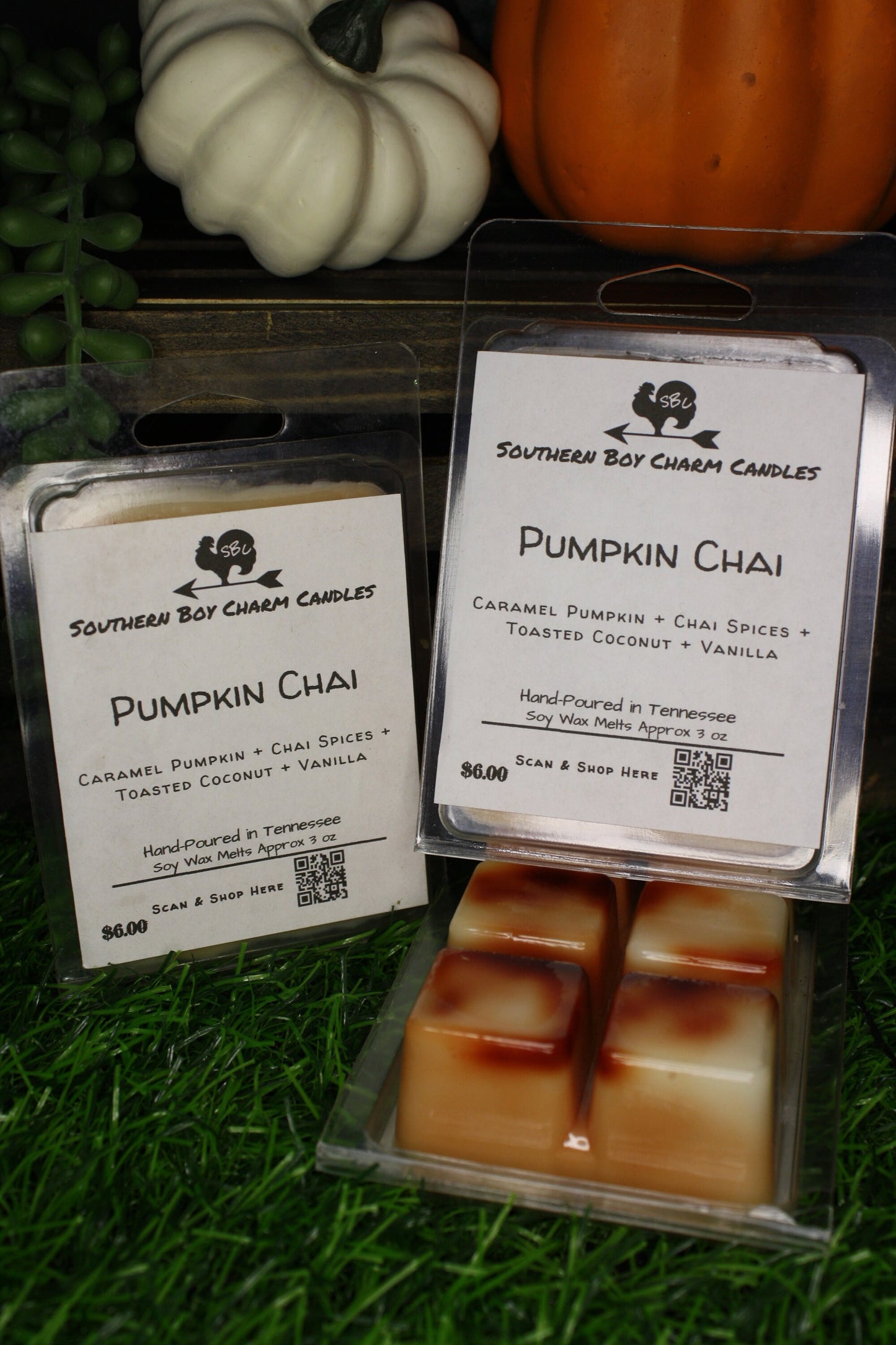 Pumpkin Chai WAX MELTS - Caramel Pumpkin + Chai Spices + Toasted Coconut + Vanilla