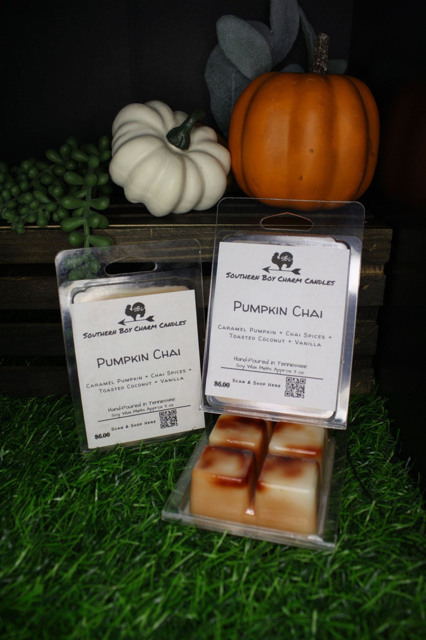 Pumpkin Chai WAX MELTS - Caramel Pumpkin + Chai Spices + Toasted Coconut + Vanilla