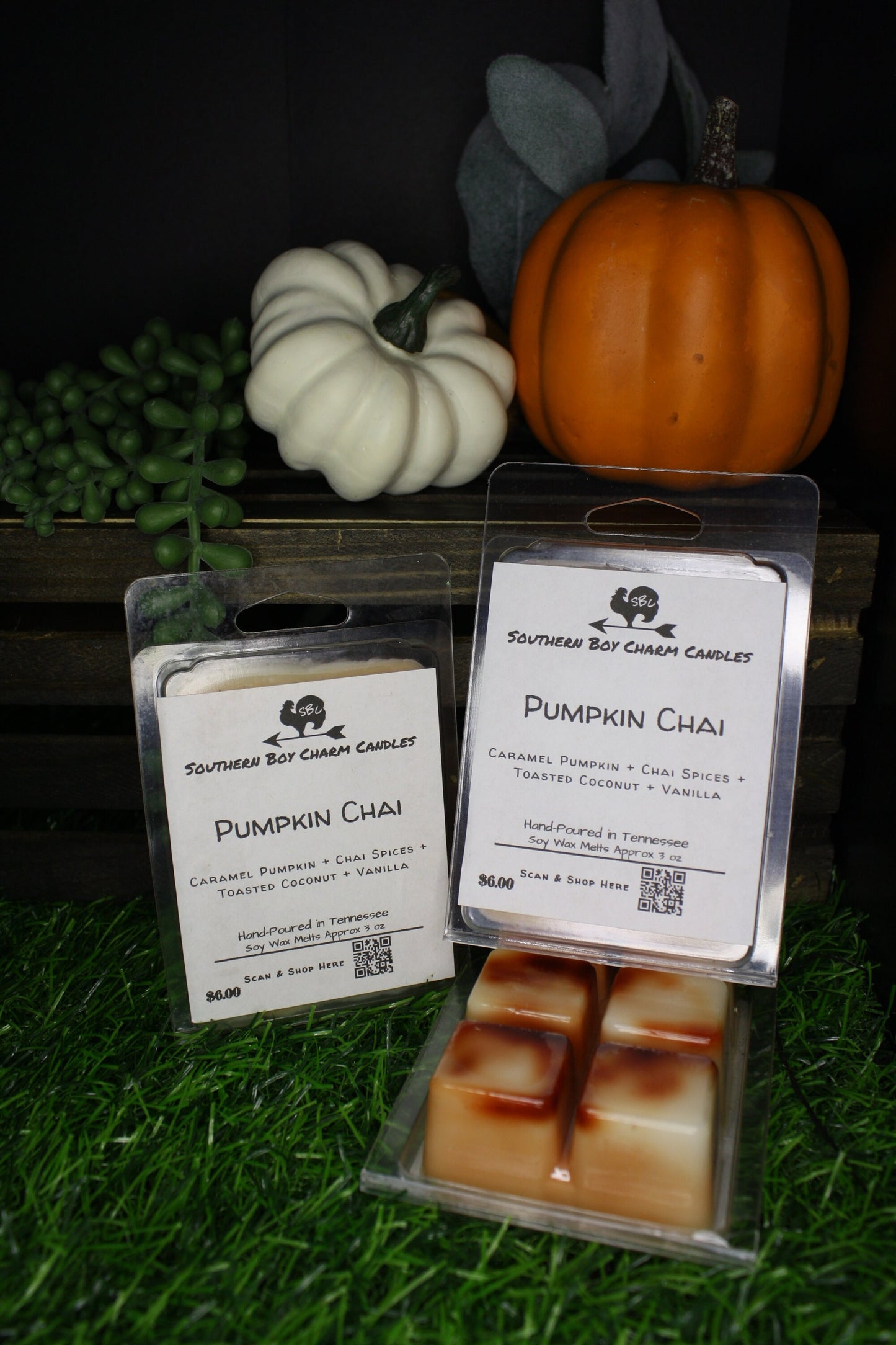Pumpkin Chai WAX MELTS - Caramel Pumpkin + Chai Spices + Toasted Coconut + Vanilla